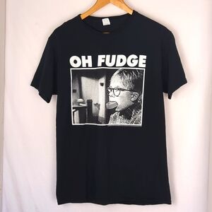 CHRISTMAS Ralphie Oh Fudge! Black T-Shirt Medium